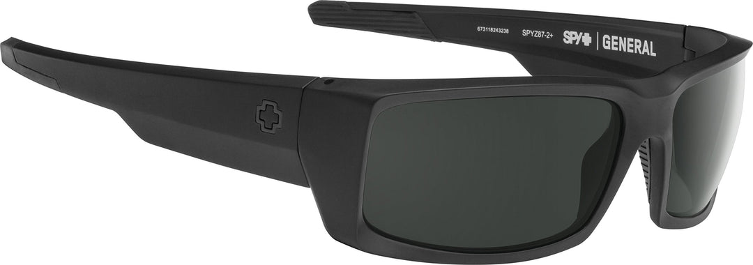 Spy Optic Men's General Rectangular Sunglasses, Ansi Matte Black/Gray, 60 mm
