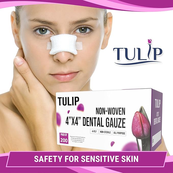 400 Gauze Pads 4x4 4-Ply Non Woven Gauze Sponges - Non Sterile Dental Gauze & Esthetic Wipes - Soft All Purpose Medical Gauze Squares for First Aid Kit, Surgical, Wound Dressing by Tulip