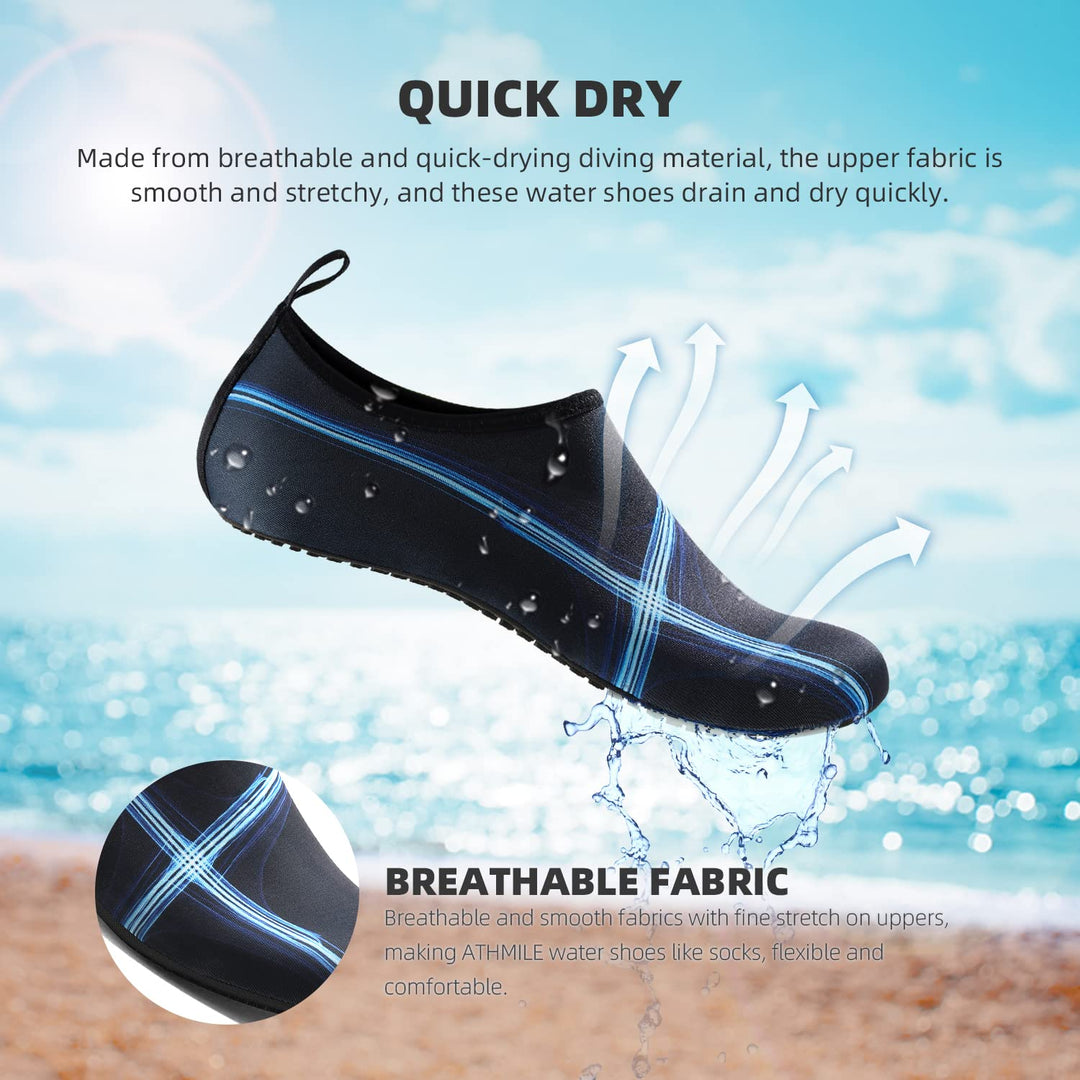 ATHMILE Water Shoes Women Men Barefoot Aqua Socks Quick-Dry for Beach Swim Pool Yoga Camping Cruise Surf Sport