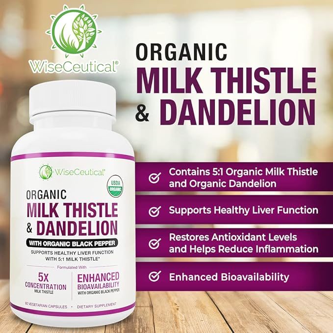 All-Natural Liver and Gut Support | Organic Milk Thistle, Organic Dandelion Root & Organic Black Pepper | Ginger, Artichoke Leaf Extract, Deglycerized Licorice Root & Patented Zinc Carnosine