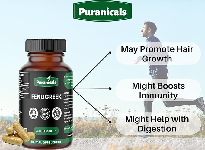 Fenugreek Premium 320 Capsules Non GMO and Gluten Free | Herbal Supplement | 800 mg Per Serving | Made with 100% Pure Herb Fenugreek Seed Powder (Trigonella foenum-graecum)