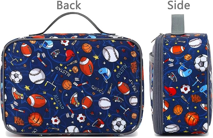 FlowFly Kids Lunch box Insulated Soft Bag Mini Cooler Back to School Thermal Meal Tote Kit for Girls, Boys,Football