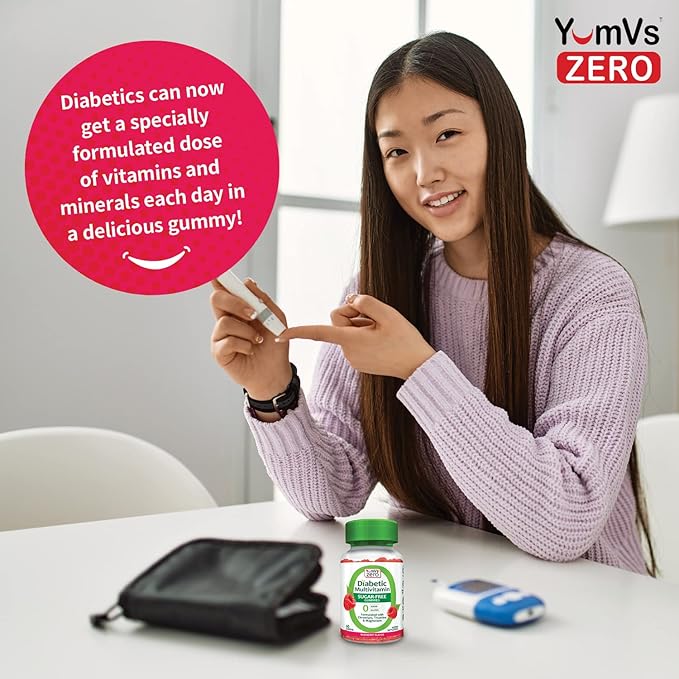 YUM-V'S YumVs Multivitamin Gummies | Sugar Free Supplement Vitamins for Women & Men | Chromium, Thiamine and Magnesium | Natural Raspberry Flavor Chewables - 60 Count