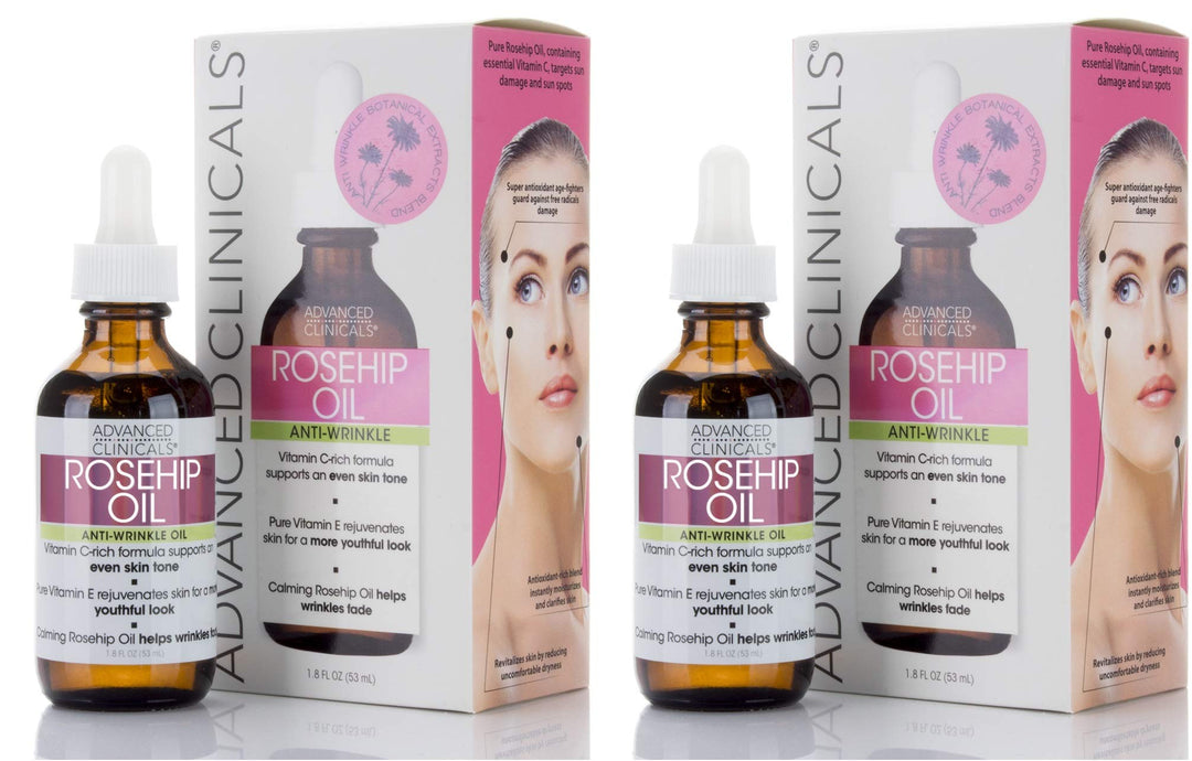 Advanced Clinicals Rosehip Oil Facial Skin Care Serum Moisturizer Face Oil W/Vitamin C & Vitamin E For Reducing Appearance Of Su