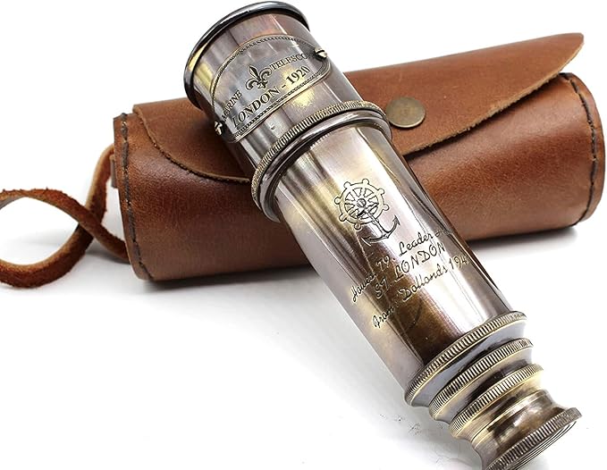 1920 Brass Maritime Vintage Telescope with Pure Leather Case...