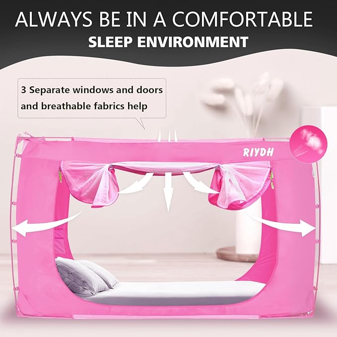 Bed Tent Bed Canopy Full Size Tents for Adult and Kids- Original Design Portable Dream Tent Indoor Sleeping 80% Blackout with 3 Doors Breathable Big Space Tents