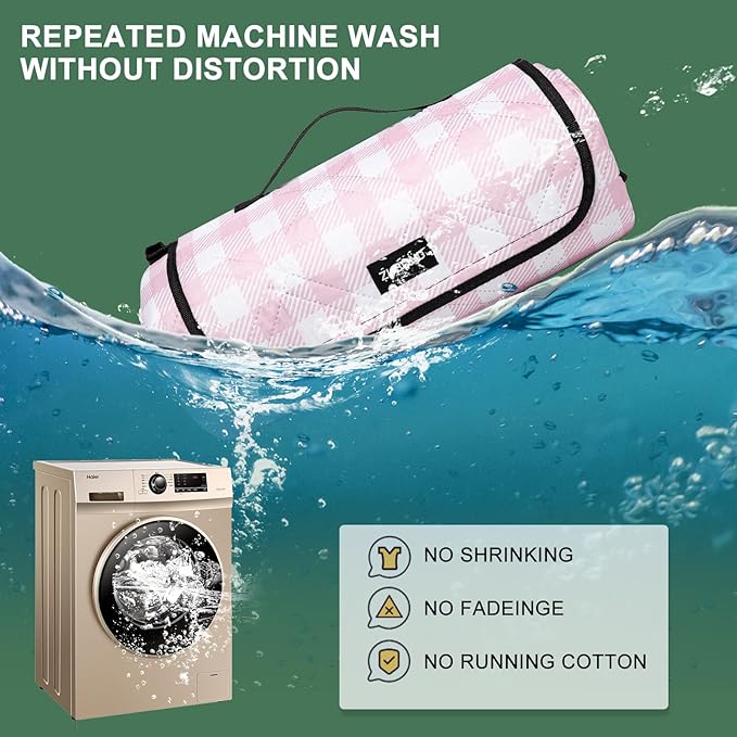 Picnic Blankets Waterproof Sandproof Foldable & Machine Washable, 80''x100'' Extra Large Beach Blankets, Simple Stylish Gingham Outdoor Blankets Grass Lawn Park for Family Camping Party