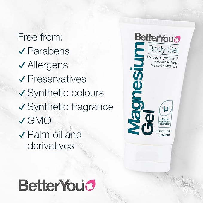 BetterYou Magnesium Gel - Relaxing Muscle Rub - Topical Magnesium for Effective Absorption - Tense Joint Support and Sore Muscle Relief - 5.07 oz (Pack of 3)