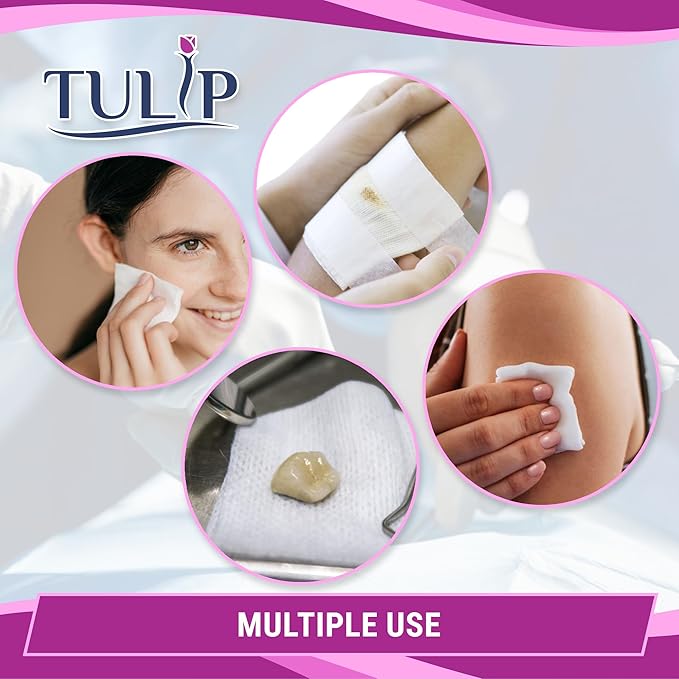 400 Gauze Pads 4x4 4-Ply Non Woven Gauze Sponges - Non Sterile Dental Gauze & Esthetic Wipes - Soft All Purpose Medical Gauze Squares for First Aid Kit, Surgical, Wound Dressing by Tulip