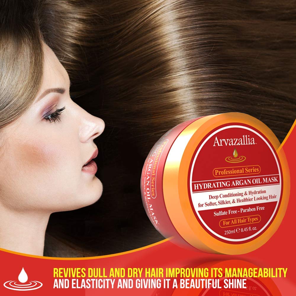 Hydrating Argan Oil Hair Mask | Deep Conditioner for Dry Hair | 8.45 oz