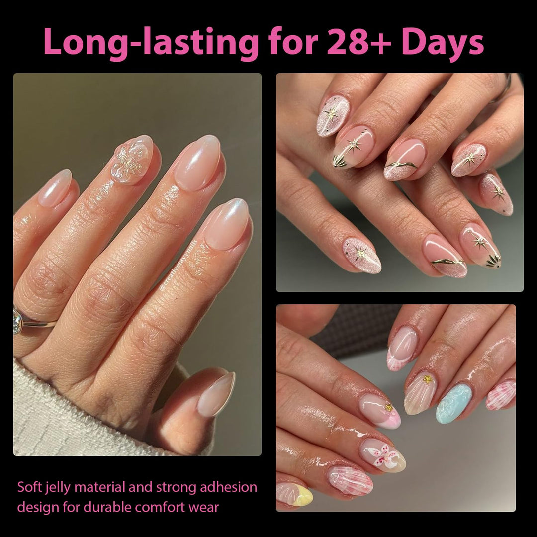 UNA GELLA 504Pcs Short Coffin Gel Press-On Nails | Pre-Etched For Women