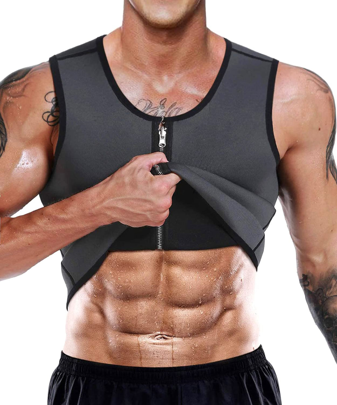 NonEcho Men Sauna Vest Hot Sweat Waist Trainer Corset Neoprene Tank Top Shapewear Slimming Shirt Workout Suit