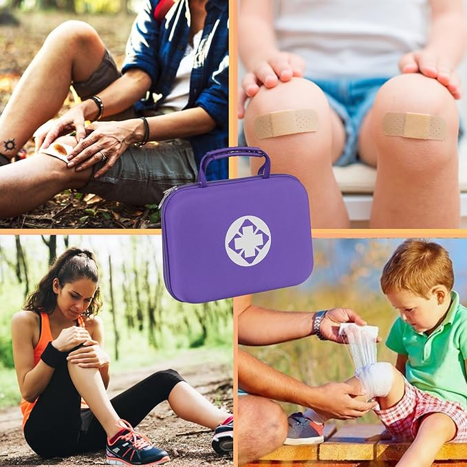 300PCS Home First Aid Kit for Hiking Car Home Emergency Kit First Aid Multiple Purpose Case Outdoor Backpacking Gear for Disaster Preparedness Purple