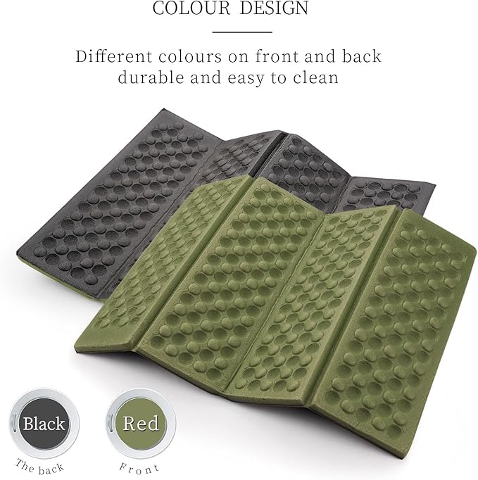 AceCamp 3940 Portable Lightweight Mini Waterproof Folding Mat, Foam Sitting Pad for Outdoor Activities, Foldable Kneeling and Seat Cushion for Comfort, Red