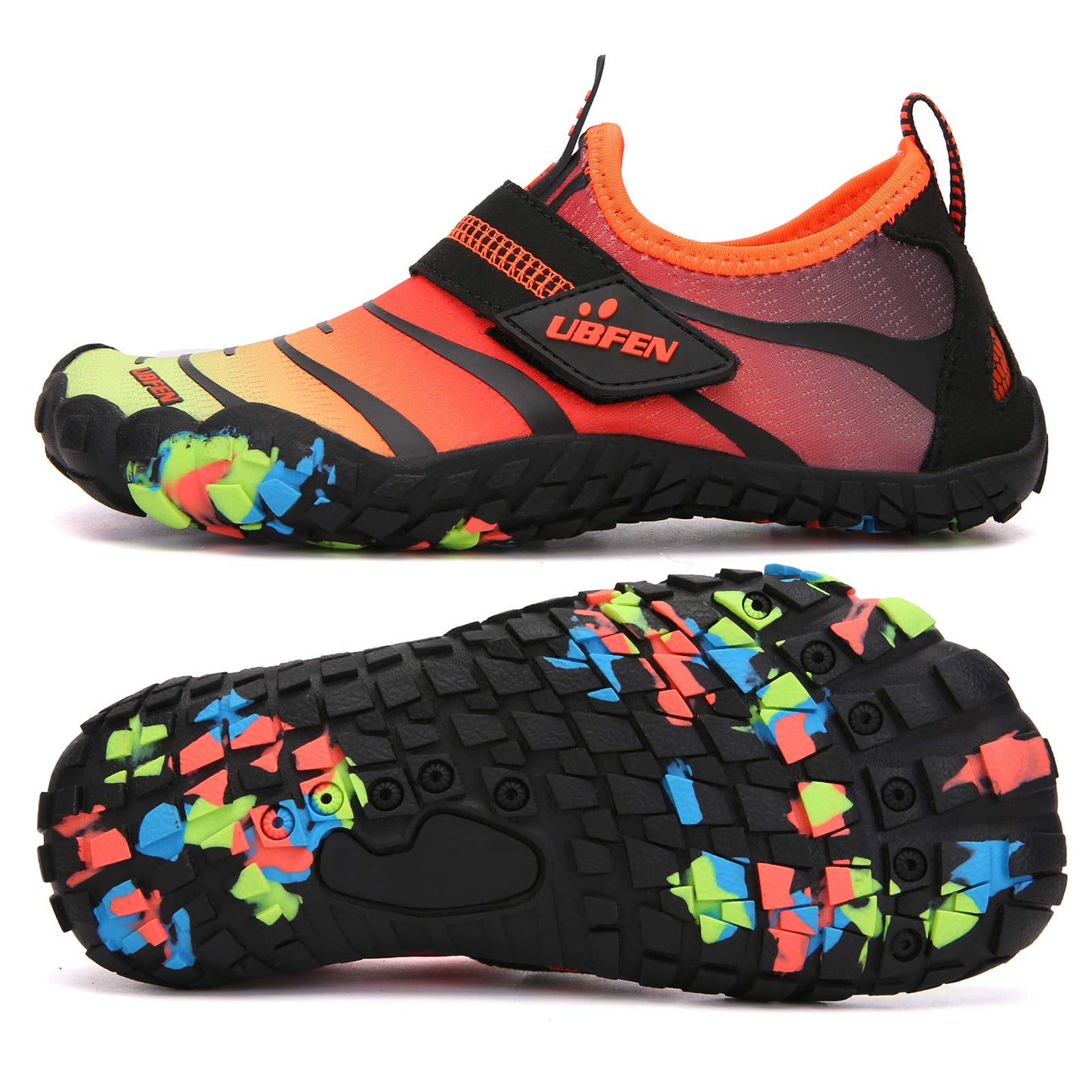 UBFEN Water Shoes for Kids Boys Girls Aqua Socks Barefoot Beach Sports Swim Pool Quick Dry Lightweight Toddler Little Big Kid B Orange Red 8 Toddler