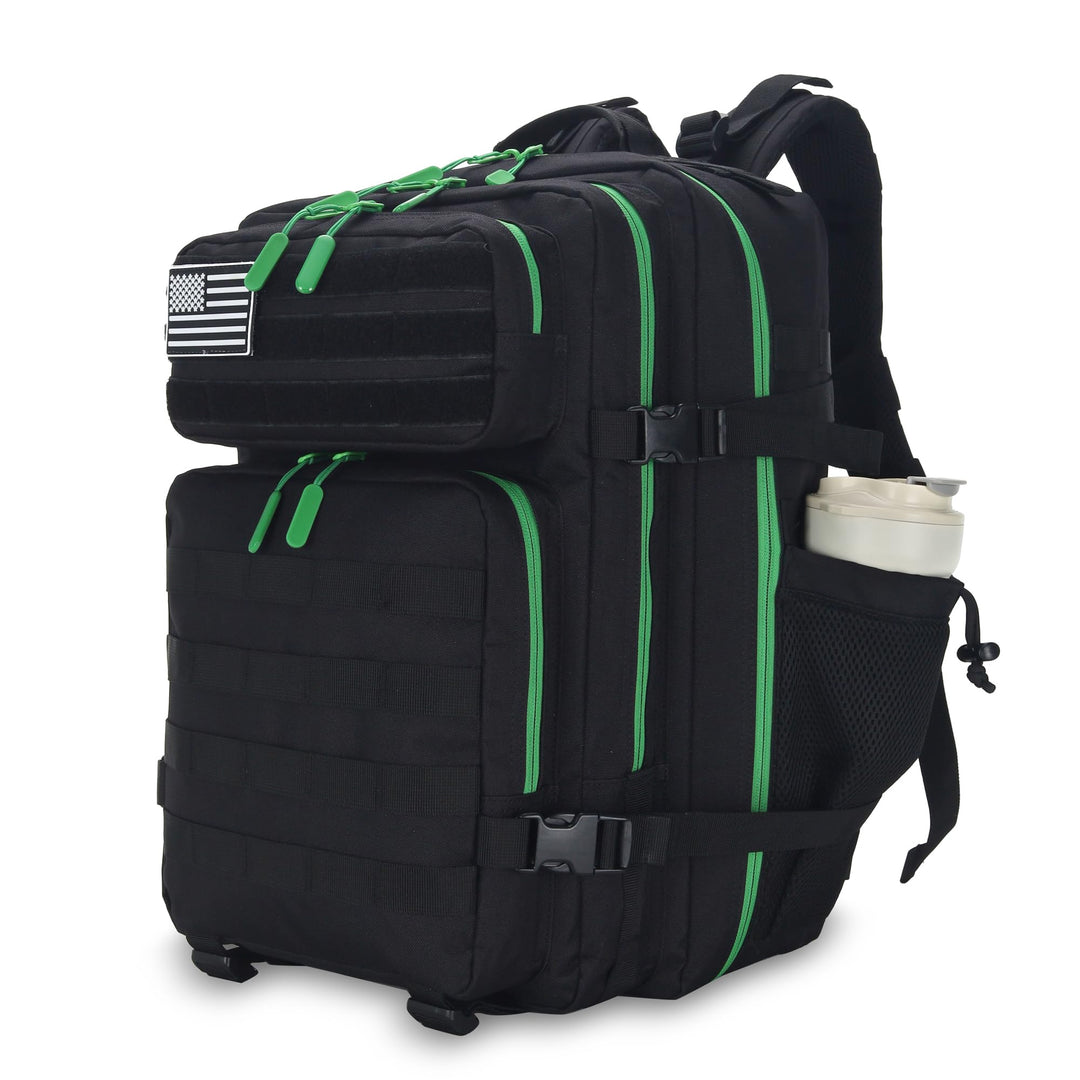 Lovelinks21 25L Tactical Military Backpack Small Travel Backpack for Men and Women Assault Pack Bug Out Bag Molle Daypack Gym Backpack with Bottle Holder (Black Neon Green)