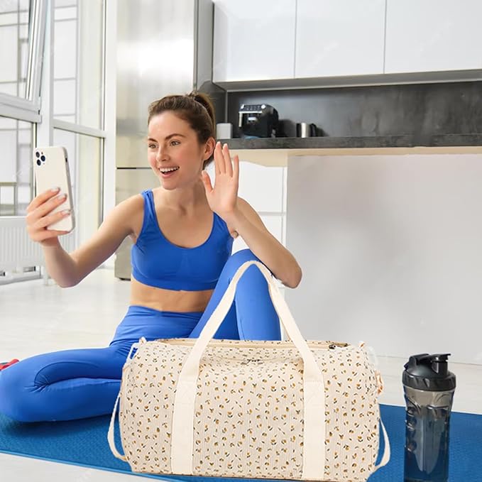 Duffle Bag for Gym Sports Women Girls Workout Travel Bag Weekender with Shoe Compartment and Wet Pocket