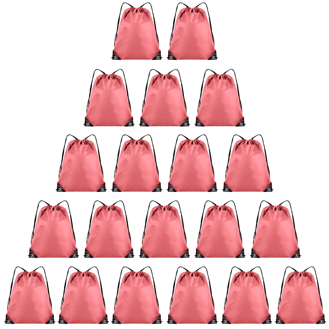 Grneric 20 Pieces Drawstring Backpack Bulk Cinch Sackpack Ployster Drawstring Bags for Gym Party Trip(Peachy)