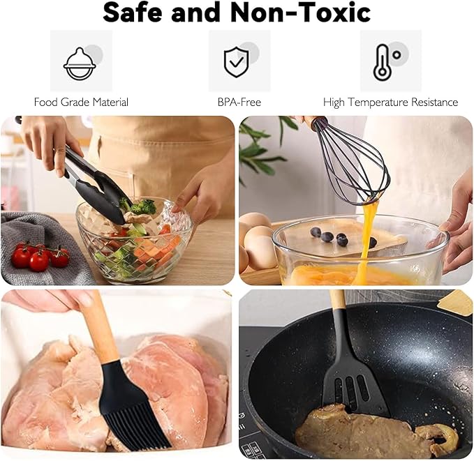 12PCS Camping Accessories Kitchen Cooking Utensils Set - Portable Outdoor Camp Cookware Set, Silicone Camper Essentials Gear Must Have Supplies for Travel RV BBQ Grill Picnic Hiking