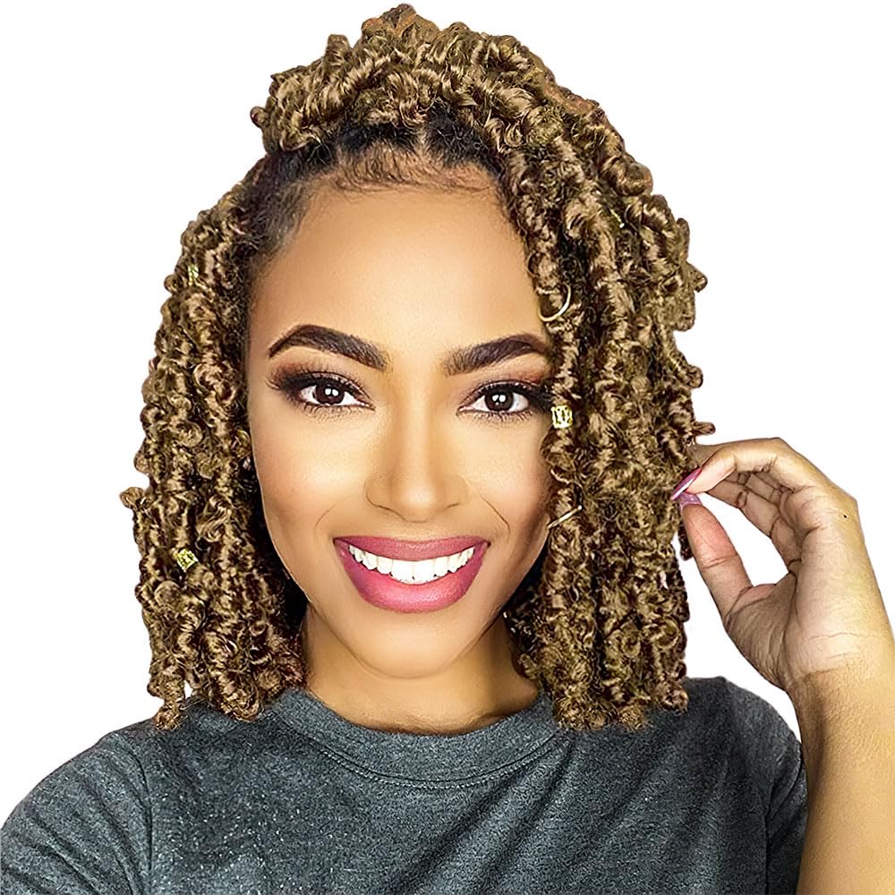 Niseyo 6 Packs Butterfly Locs Crochet Hair 12 Inch Pre Looped Distressed Locs Crochet Braids (27#)