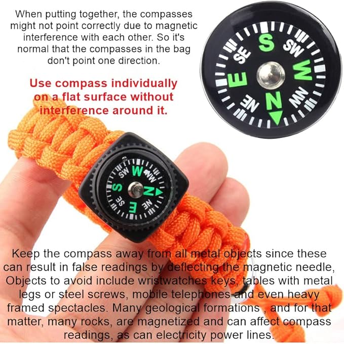 20 Pack Button Compass Mini Pocket Oil Filled Compass for Kids Hiking Survival Watch Band Paracord Camping Outdoor Activities Accessory Size Dia. 20mm