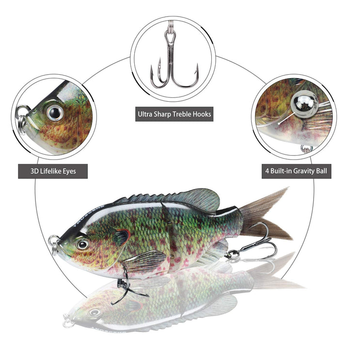 TRUSCEND Fishing Lures for Bass Trout Segmented Multi Jointed Swimbaits Slow Sinking Swimming Lures for Freshwater Saltwater Fishing Lures Kit