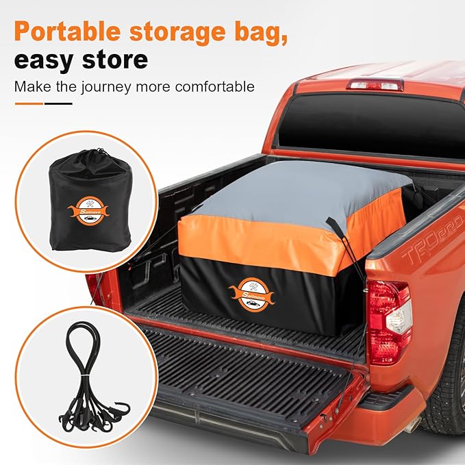 Sailnovo Truck Bed Cargo Bag, 26 Cubic ft 100% Waterproof Cargo Bag for Truck Bed, Heavy Duty PVC Truck Cargo Bag Fits Any Truck Size with 4 Stretch Cord, Packing Bag (50''x40''x22'')