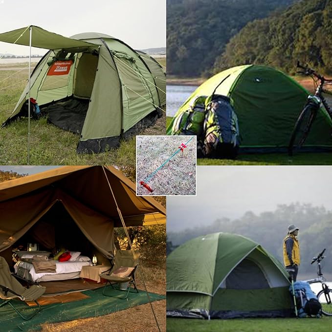 TRIWONDER Tent Stakes Heavy Duty Metal Ground Pegs Camping Stake Tarp Anchors Tent Spikes Aluminum Outdoor Sand Garden Camping Accessories for Beach (Red - Swirled Shape - 9.84 Inches - 10 Pack)