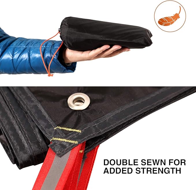 REDCAMP 2000mm PU Waterproof Tent Footprint, Ultralight 95''x87'' Black for 4-5 Person Camping, Hiking