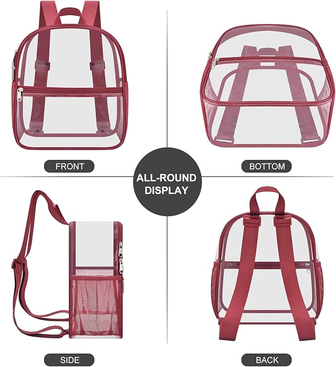 USPECLARE Clear Backpack Stadium Approved 12X11x6, Waterproof Clear Bag Stadium Backpack for Concert Work Sport Event