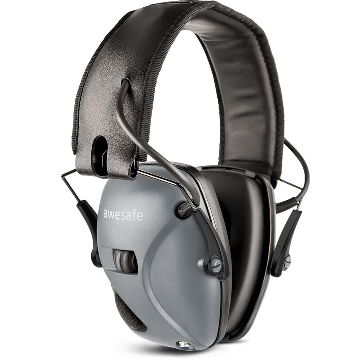 awesafe Electronic Shooting Earmuffs Ear Hearing Protection Headphones for Shooter Gun Range Noise Reduction Sound Amplification (Gray)