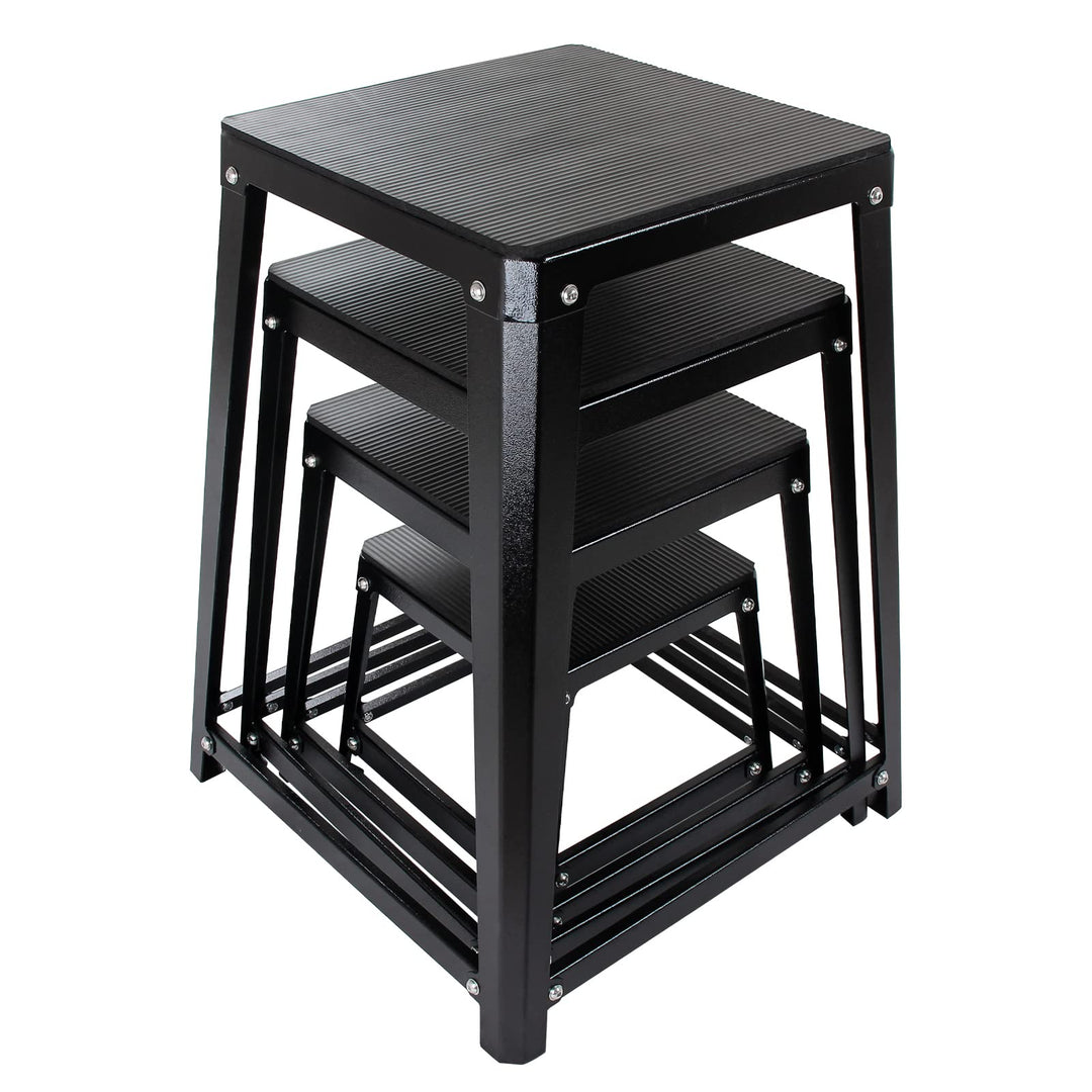 Hasopy Plyometric Platform Box Set 12/18/24/30 Inches, Fitness Exercise Jump Box Step Red/Black, Plyometric Box Jumping Exercise Training (Set of 4 Black)