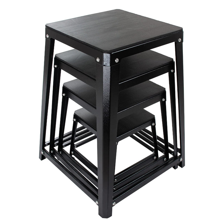 Hasopy Plyometric Platform Box Set 12/18/24/30 Inches, Fitness Exercise Jump Box Step Red/Black, Plyometric Box Jumping Exercise Training (Set of 4 Black)