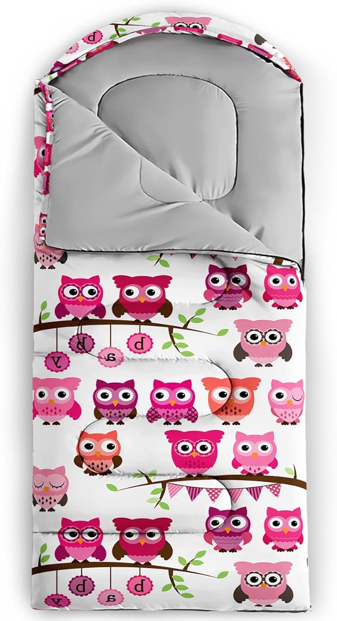 AILONEN Cartoon Fox Camping Sleeping Bag for Boys Girls Adults,Lightweight & Waterproof,3 Season Warm & Cold Weather,Portable,Kawaii Fox Printed Sleeping Bag,Traveling,Camping,Hiking