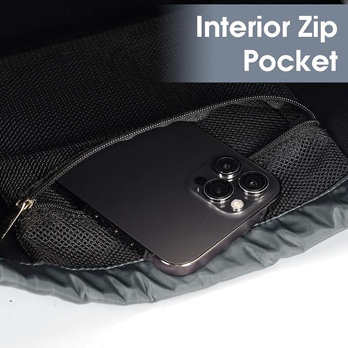 WANDF Drawstring Backpack Sports Gym Bag with Shoulder Pads Water Resistant String Bag Cinch Bag for Women Men (Grey)