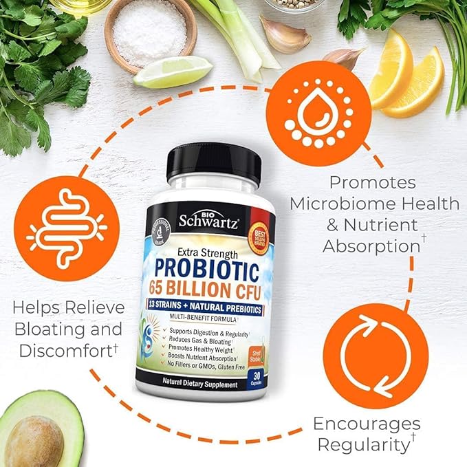 65 Billion CFU Daily Probiotic Supplement (1 Month Supply) Plus Turmeric Curcumin with Black Pepper Extract 1500mg Complex (Trial Size)