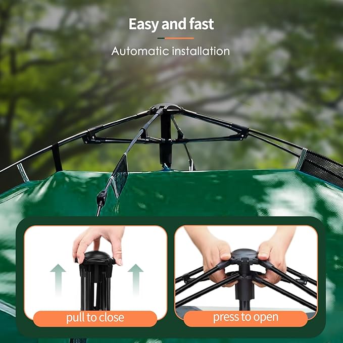 3-in-1 Instant Pop Up Tents for Camping, 2/4/6 Person Camping Tent,60s Automatic Quick Easy Setup Tent, Waterproof Stand Up Family Tents for Camping,Outdoor, Hiking,Beach