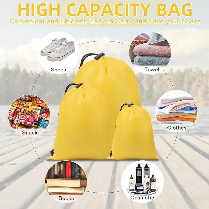 iMucci Upgrade Waterproof Drawstring Bag Sack Nylon Bag Ditty Bag for Gym Traveling, Hiking, Yoga, Shopping