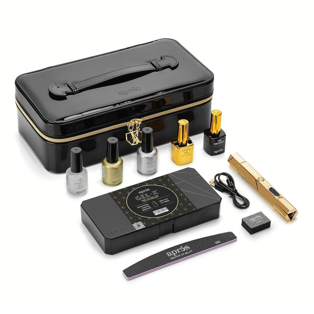 Apres Gel-X Nail Professional Starter Kit, 14 Sizes 00-9 w/ Half Sizes Included, Soft Gel Nail Tips Extension Kit, 2025 Edition (Sculpted Coffin Medium)