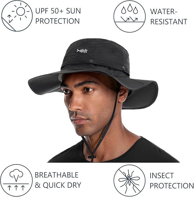 BASSDASH UPF 50+ Mosquito Sun Hat with Hidden Head Net and Neck Flap for Men Women Outdoor Fishing Hiking Camping FH16