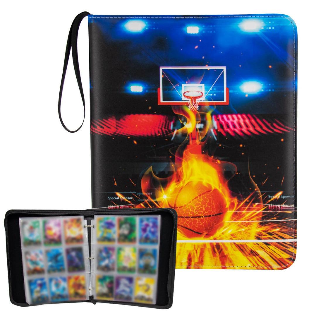 MaoKea Card Binder For Card 9-Pocket Sleeves with 900 Cards Holder,Game Collection Binder Card Holder Of Fit for TCGcard album,game card Yugioh Trading Sports Cards (9 Pocket Basketball 2)