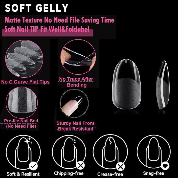 504Pcs Matte Soft Gel Toe Nail Tips | Full Cover for DIY Nail Extensions