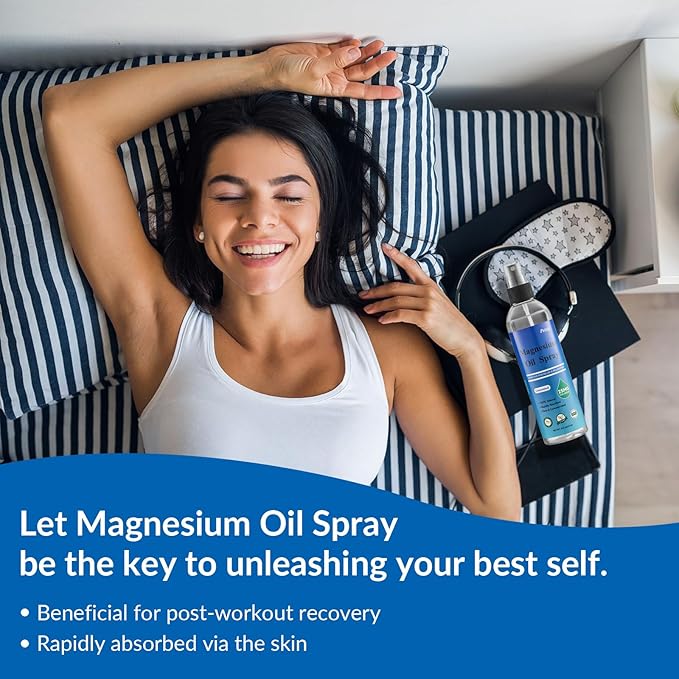100% Pure Magnesium Oil Spray,8 fl oz,Less Itchy, Topical Magnesium Oil for Feet, Magnesium Chloride from Ancient Zechstein Seabed, Without Scented