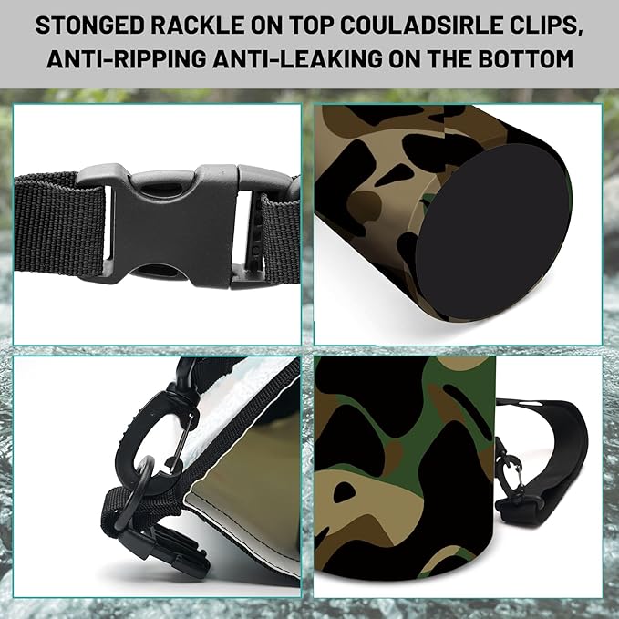 Waterproof Dry Bag,Roll Top Grey Camouflage Small Waterproof Backpack 5L/10L/20L Floating and Lightweight Bags for Kayaking, Boating, Fishing, Swimming and Camping with Waterproof Phone Case