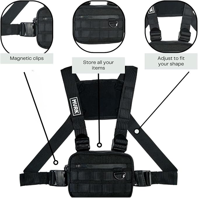 MVRK Water Resistant Chest Bag - Lightweight Tactical Chest Bag For Outdoor Training, Running Chest Pack For Men With Extra Storage