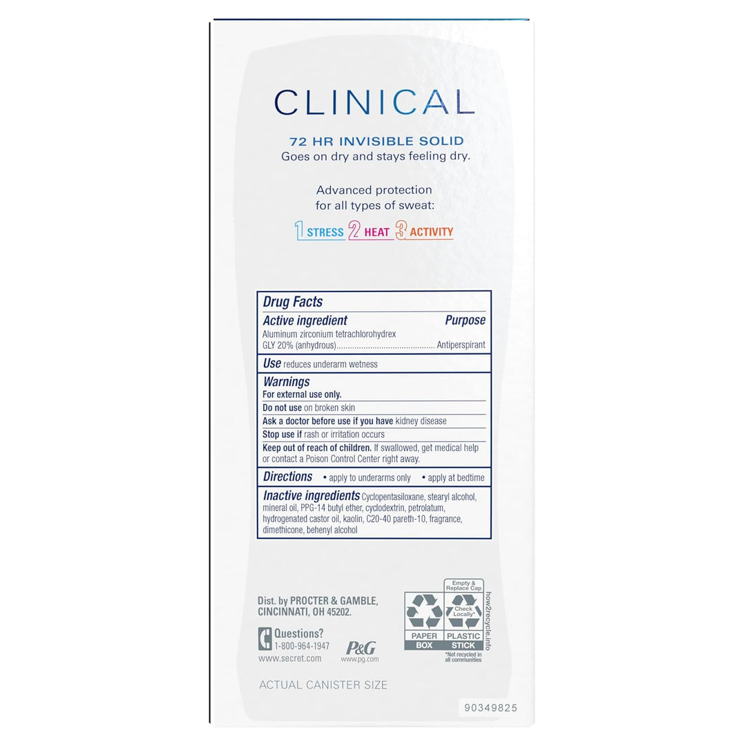 Secret Clinical Strength Antiperspirant | 72Hr Sweat & Odor Protection for Women
