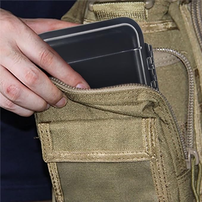 Dry Storage Box, Shockproof Waterproof Box Storage Case Waterproof Plastic Box Container with 2 U‑Shape Buckle, Plastic Storage Container for Cameras, Phones, Camping, Fishing, Hiking(Small-Black)