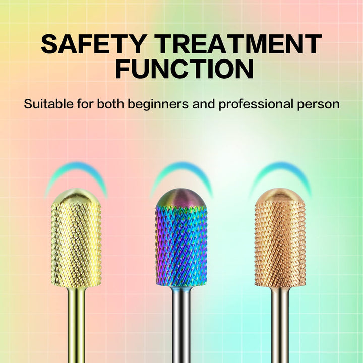 Depvko 3Pcs Premium 3/32"Safety Large Barrel Carbide Nail Drill Bits, Smooth Round Top Drill Bits for Nails Electric Dremel Drill Machine