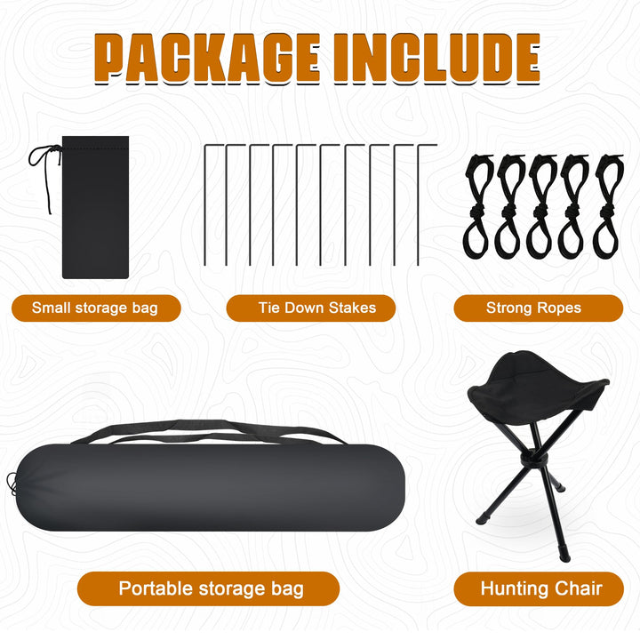 Extra Large Hunting Blind 4 Person with Portable Hunting Chair, 288 Degree See Through Pop up Ground Blinds for Deer Turkey Duck Hunting, Bow Hunting Adjust Windows with Silent Zipper