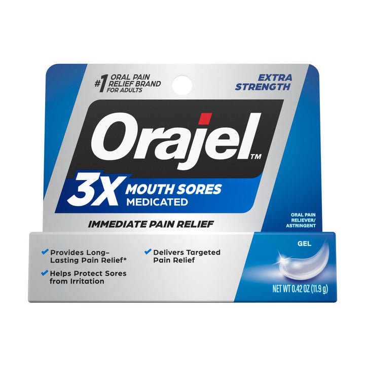 Orajel 3X for Mouth Sores: Maximum Strength Gel Tube 0.42oz- From #1 Oral Pain Relief Brand